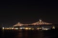 Jacques Cartier Bridge Illumination in Montreal. MontrealÃ¢â¬â¢s 375th anniversary. luminous colorful interactive Royalty Free Stock Photo